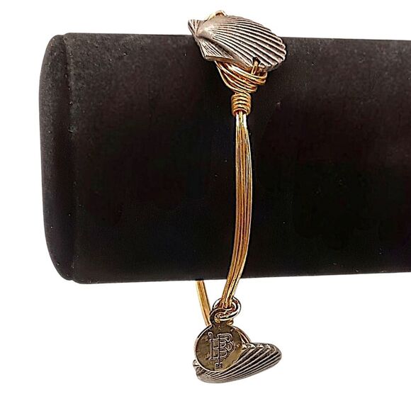 Bourbon And Bowties Bracelet Large Seashell Shells Wire Wrapped Gold Tone Beachy - Picture 5 of 16